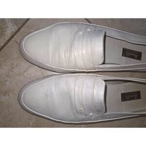 EUC Vintage Rosetti white leather, Italian‎ style, penny loafers sz 10